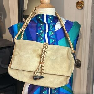 Burberry tan suede handbag